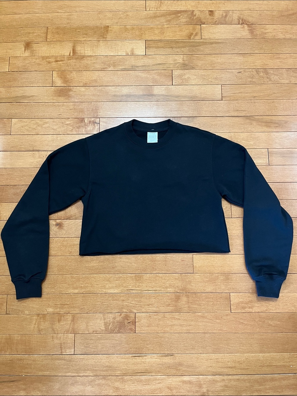 Tna Airy Black Cropped Crewneck Sweatshirt - Women Sweaters